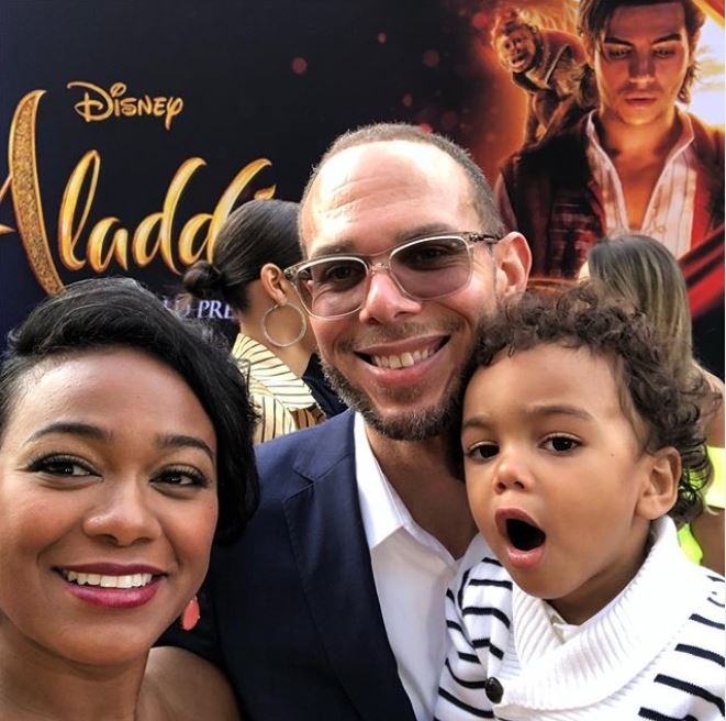 Edward Aszaard Rasberry in his father's arm while her mother taking a selfie at the premiere of Aladdin. Edward Aszaard Rasberry in his father’s arm while her mother is taking a selfie at the premiere of Aladdin. Source: Instagram