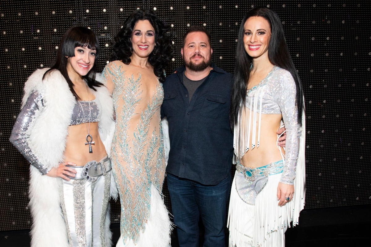 Chaz Bono with Micaela Diamond, Stephanie J. Block and Teal Wicks at THE CHERS HOW Jenny Anderson/Getty Images