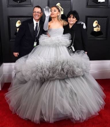 Edward Butera with daughter Ariana and ex-wife Joan at the 2020 Grammy Awards. Source: Instagram