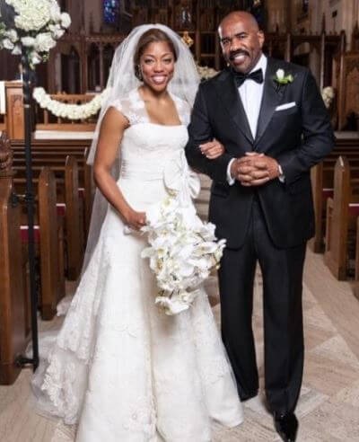 Morgan Harvey with her father Steve Harvey at her wedding. Source: Instagram