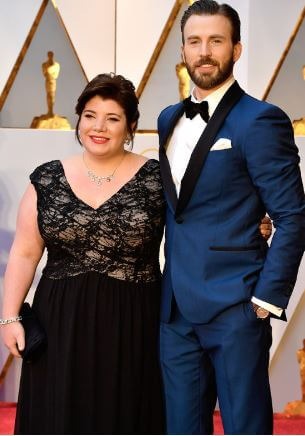 Shanna Evans with her brother, Chris Evan attend the 89th Annual Academy Awards. Source: Daily Chris R. Evans
