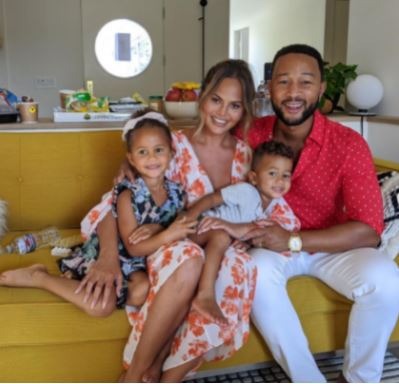 Vaughn Anthony Stephens's brother John Legend with his wife Chrissy Teigen and kids Luna Simone Stephens and Miles Theodore Stephens. Source: Instagram