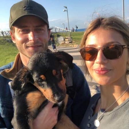 Michael Aloni with his girlfriend Moriya Lombroso and dog Bruce