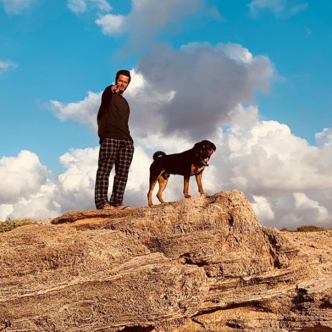 Michael Aloni with his dog