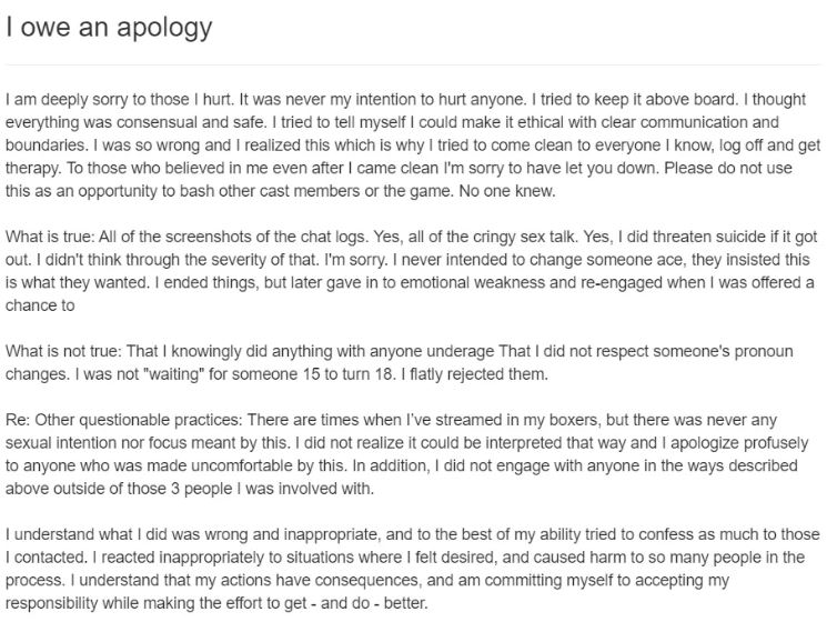 Elliot Gindi's Apologizes